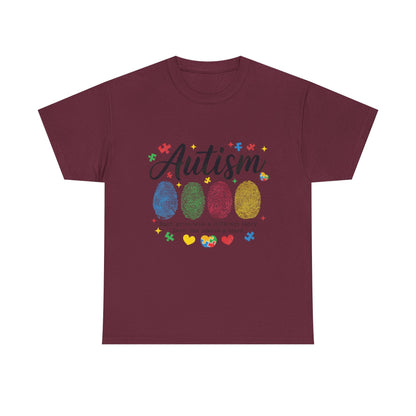 Autism Awareness Tee - Colorful Fingerprint Hearts Design - Geo Rocks The 'Tism