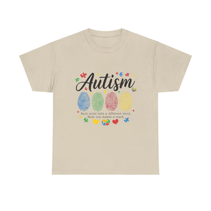 Autism Awareness Tee - Colorful Fingerprint Hearts Design - Geo Rocks The 'Tism