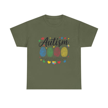 Autism Awareness Tee - Colorful Fingerprint Hearts Design - Geo Rocks The 'Tism