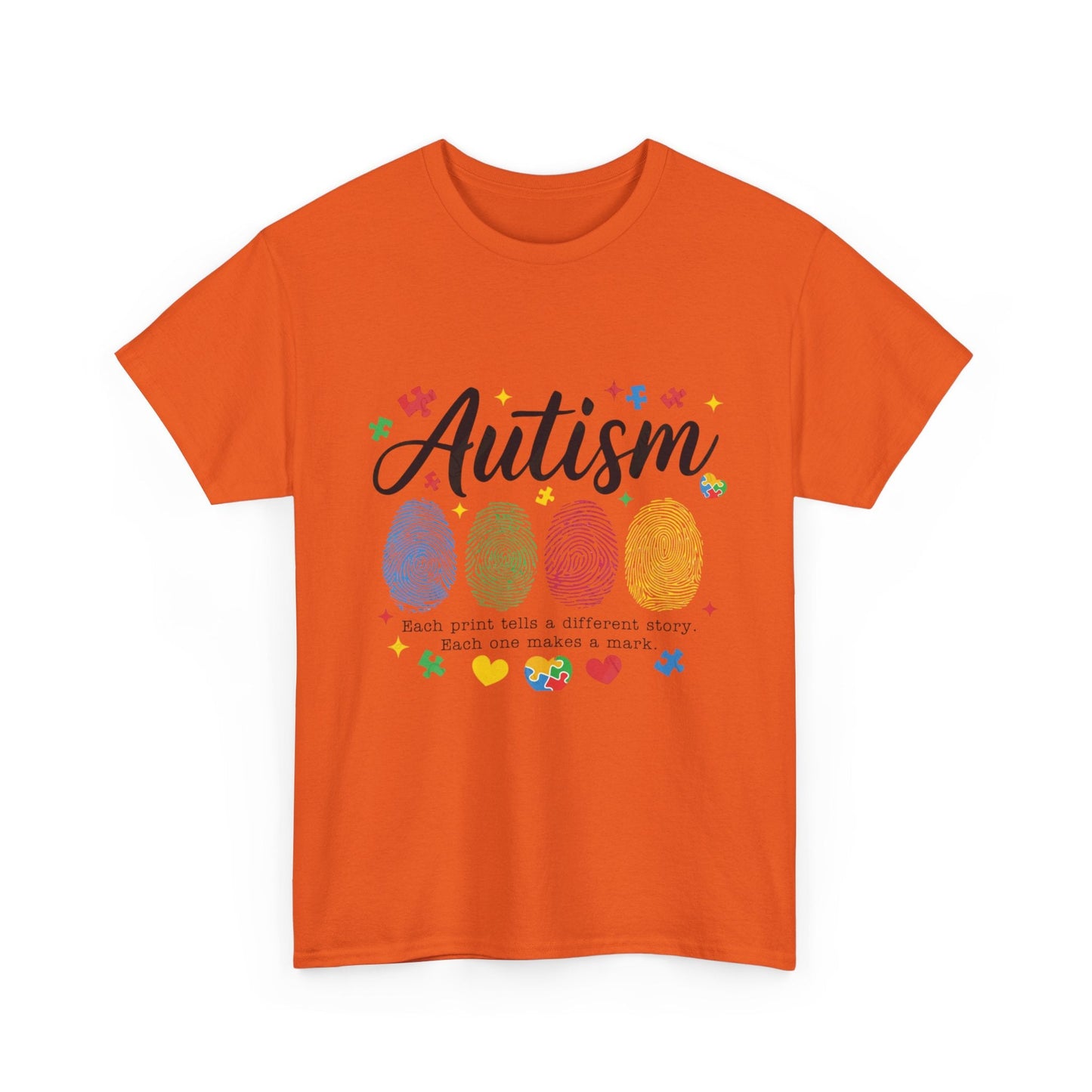 Autism Awareness Tee - Colorful Fingerprint Hearts Design - Geo Rocks The 'Tism