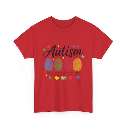 Autism Awareness Tee - Colorful Fingerprint Hearts Design - Geo Rocks The 'Tism