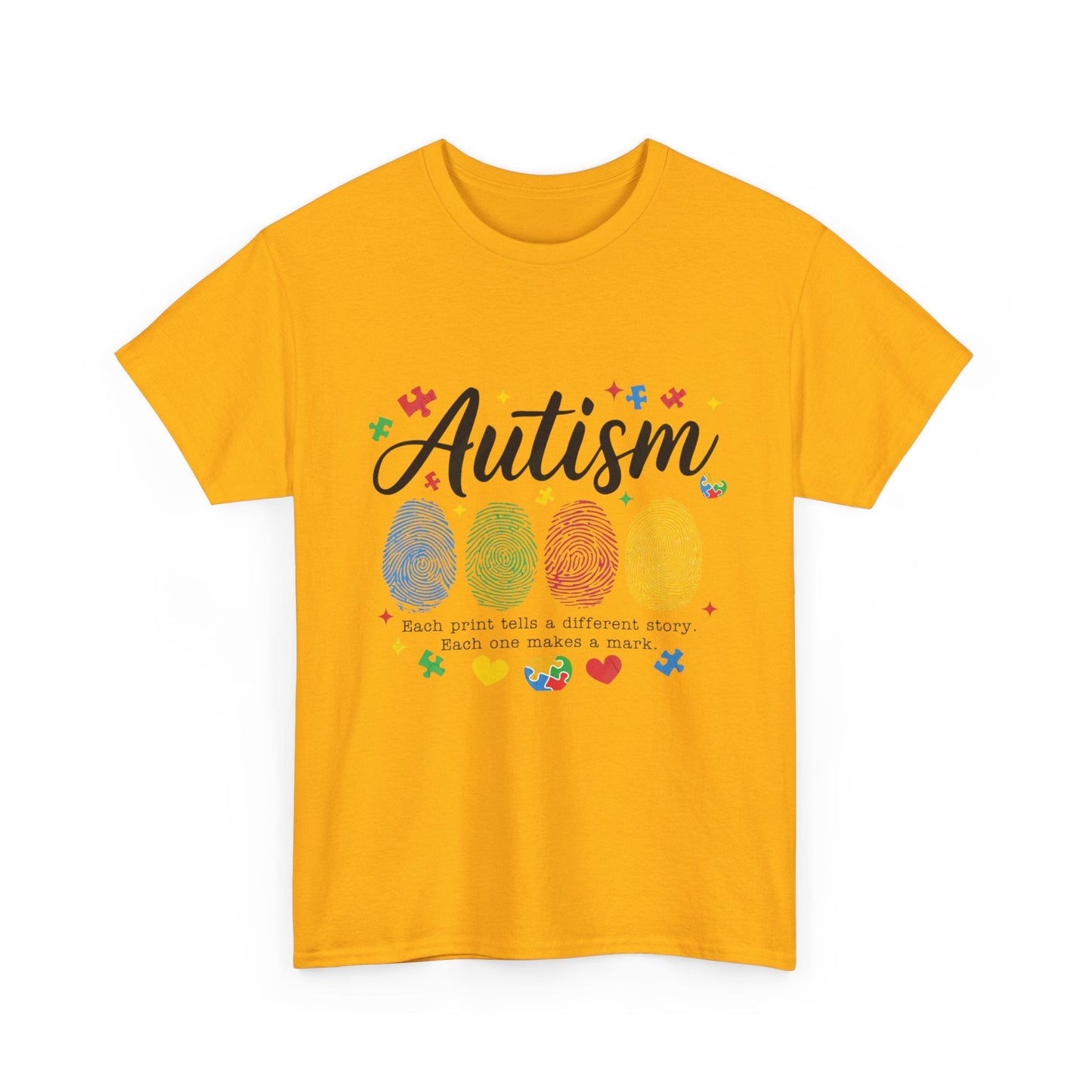 Autism Awareness Tee - Colorful Fingerprint Hearts Design - Geo Rocks The 'Tism