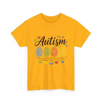 Autism Awareness Tee - Colorful Fingerprint Hearts Design - Geo Rocks The 'Tism