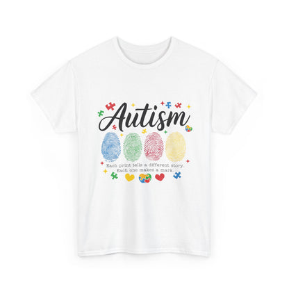 Autism Awareness Tee - Colorful Fingerprint Hearts Design - Geo Rocks The 'Tism