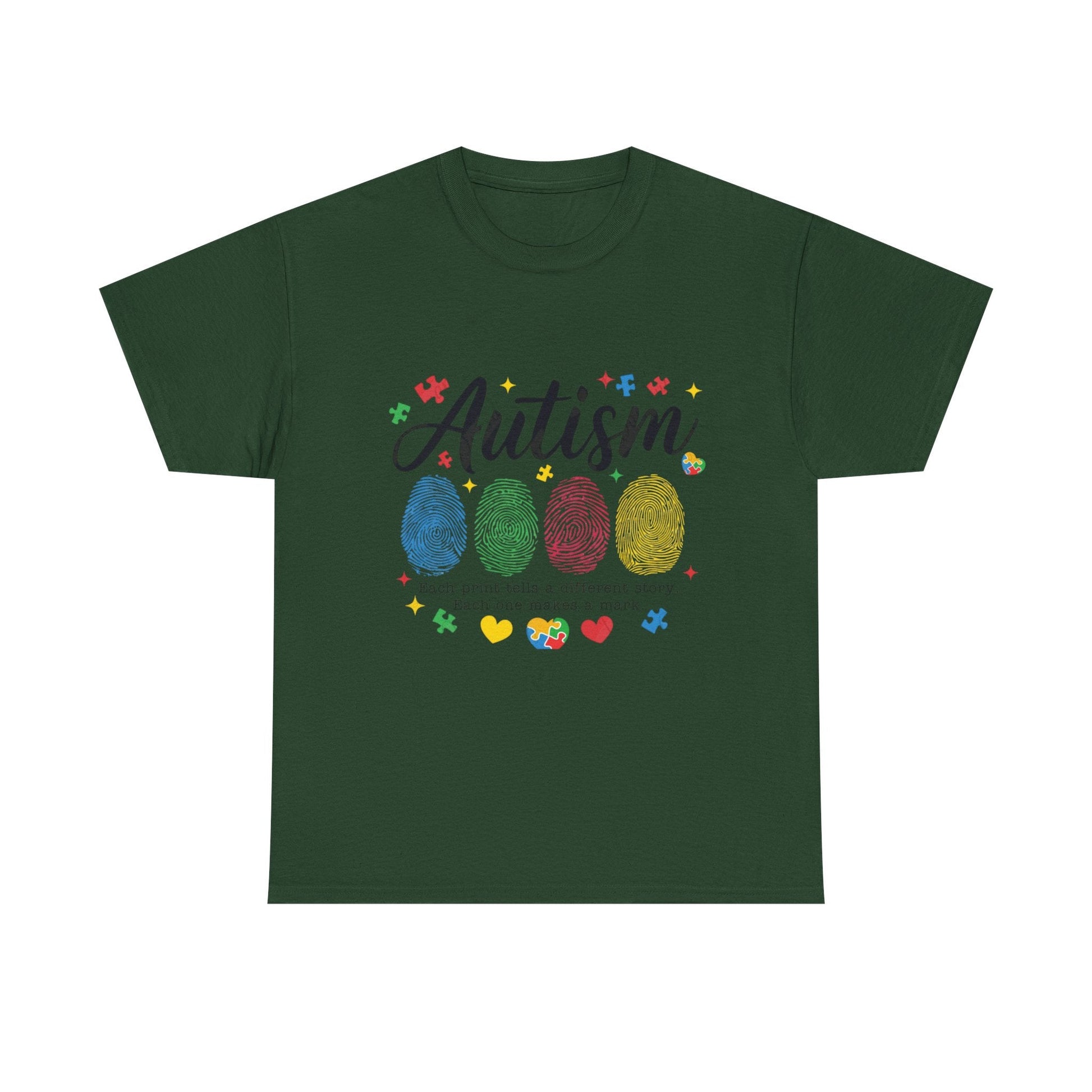 Autism Awareness Tee - Colorful Fingerprint Hearts Design - Geo Rocks The 'Tism