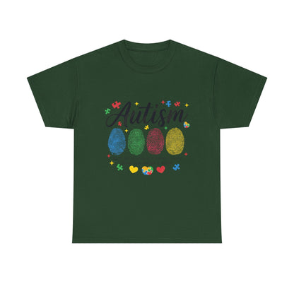 Autism Awareness Tee - Colorful Fingerprint Hearts Design - Geo Rocks The 'Tism
