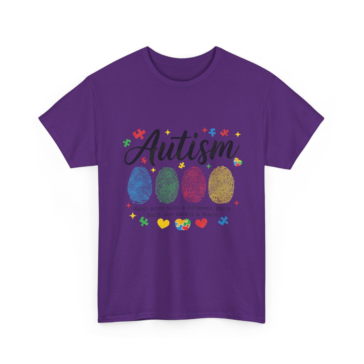Autism Awareness Tee - Colorful Fingerprint Hearts Design - Geo Rocks The 'Tism