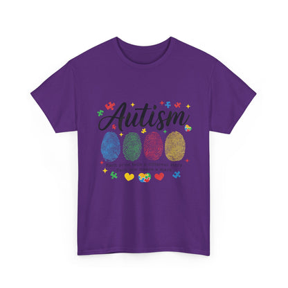 Autism Awareness Tee - Colorful Fingerprint Hearts Design - Geo Rocks The 'Tism