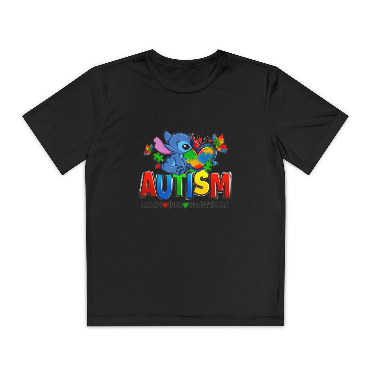 Autism Awareness Youth Tee — Colorful Puzzle Heart & Support Message - Geo Rocks The 'Tism
