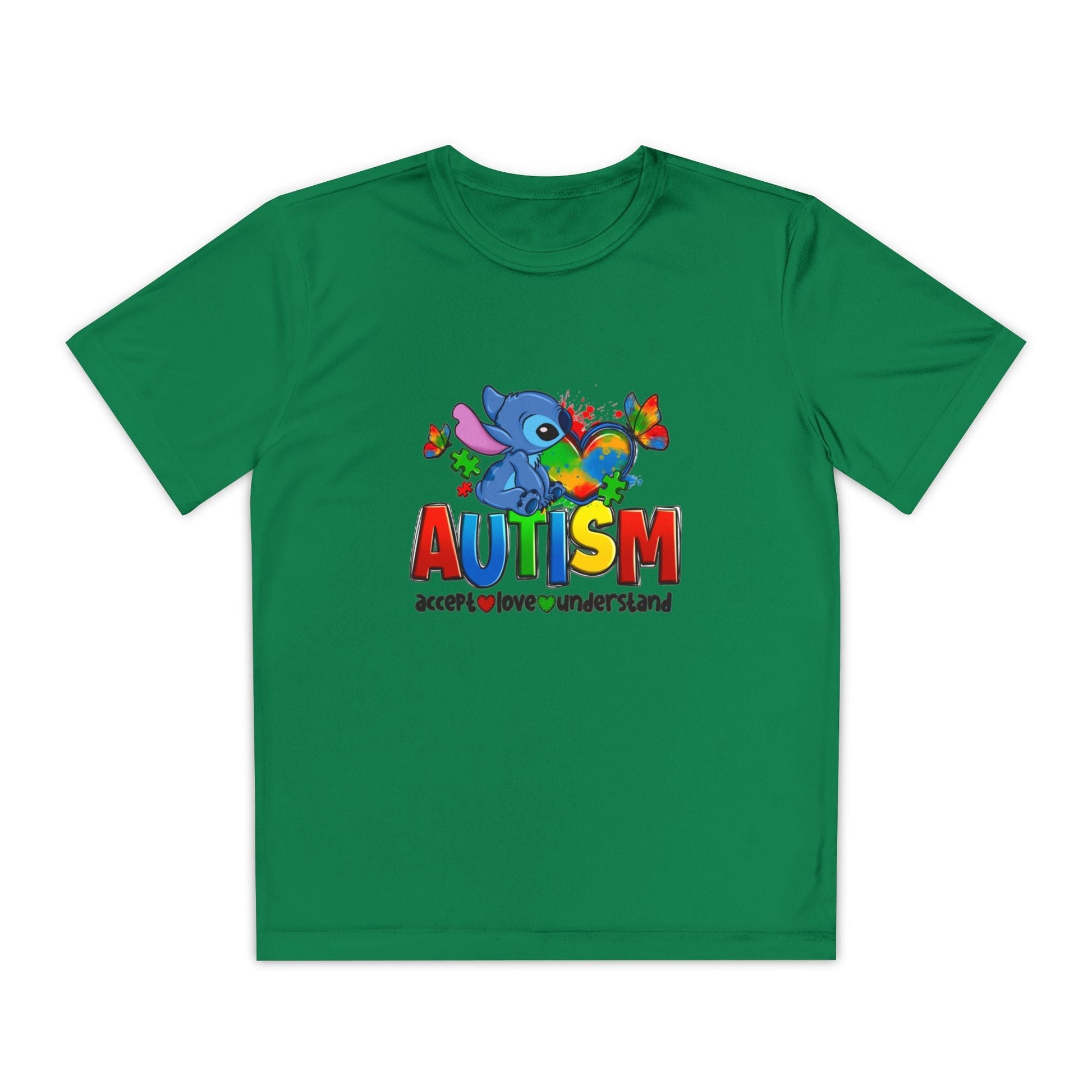 Autism Awareness Youth Tee — Colorful Puzzle Heart & Support Message - Geo Rocks The 'Tism