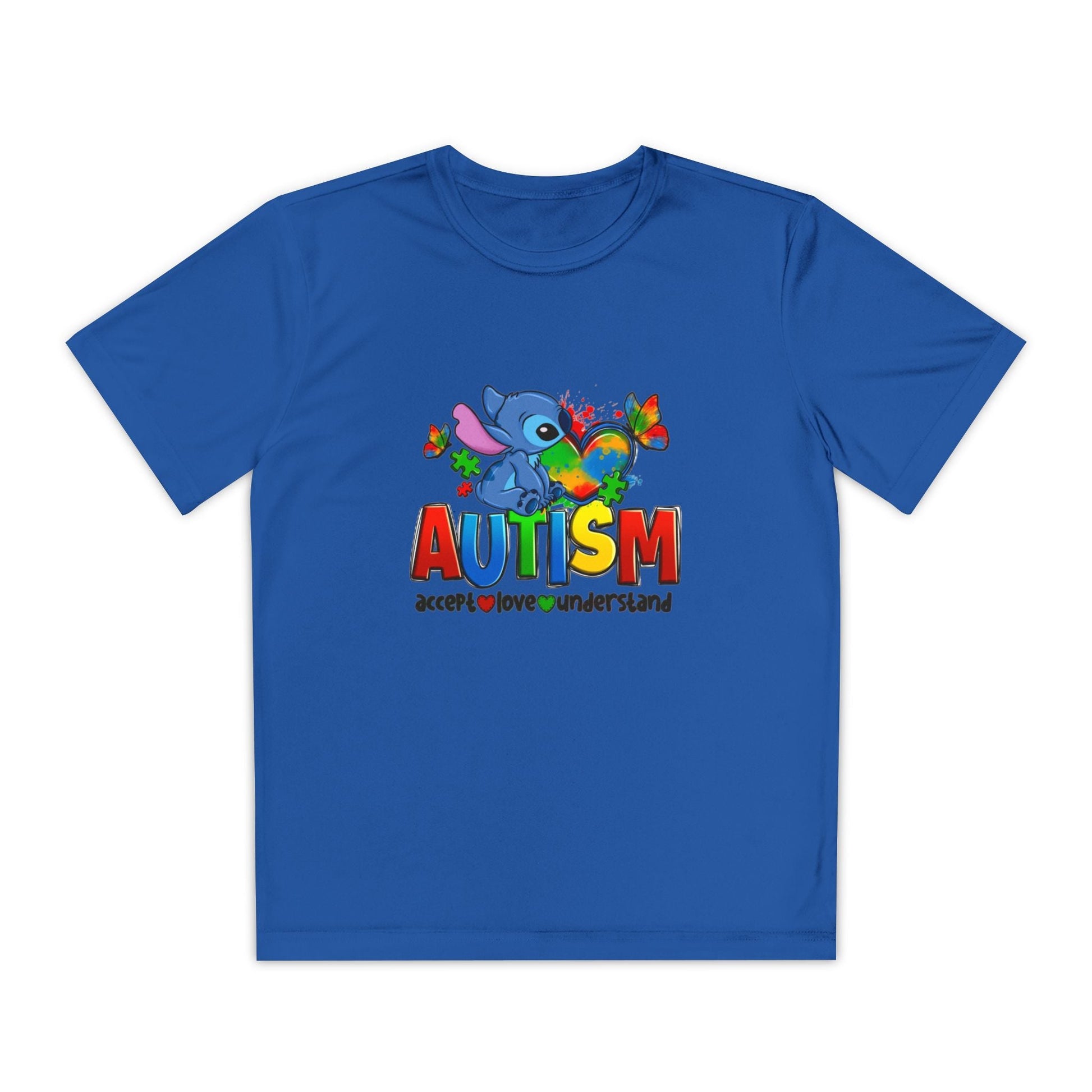 Autism Awareness Youth Tee — Colorful Puzzle Heart & Support Message - Geo Rocks The 'Tism