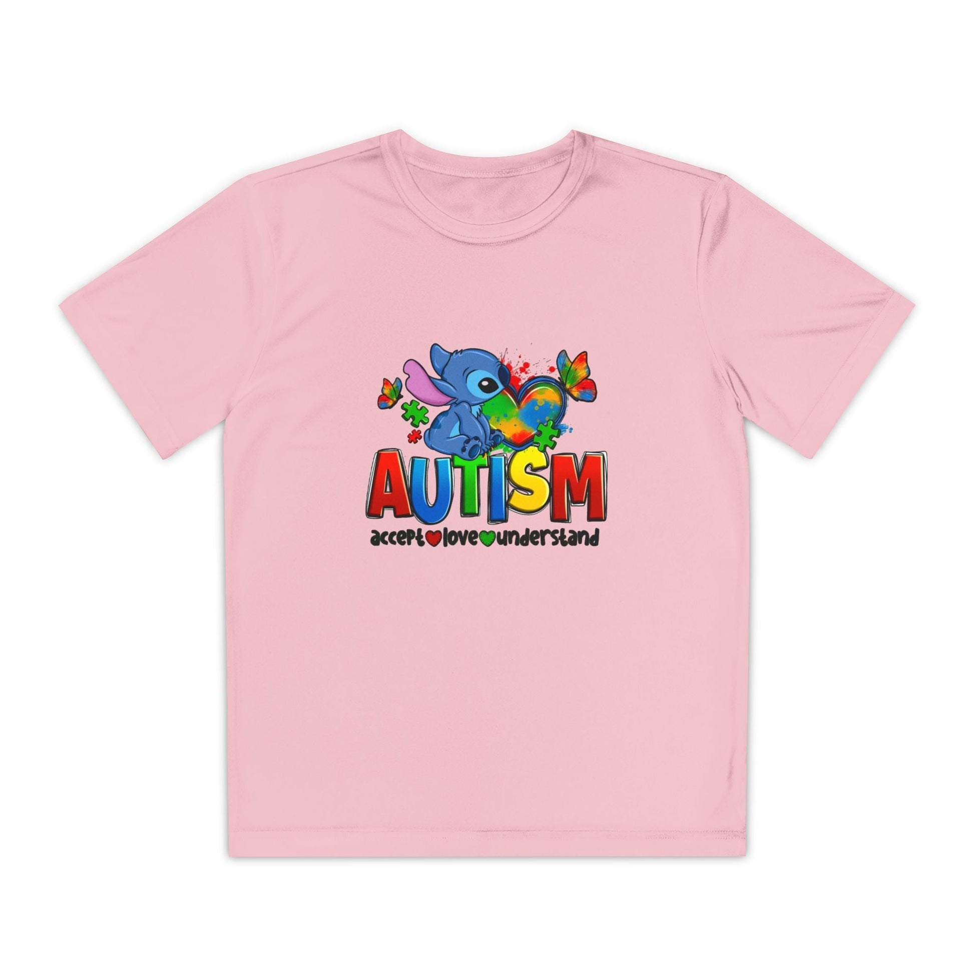Autism Awareness Youth Tee — Colorful Puzzle Heart & Support Message - Geo Rocks The 'Tism