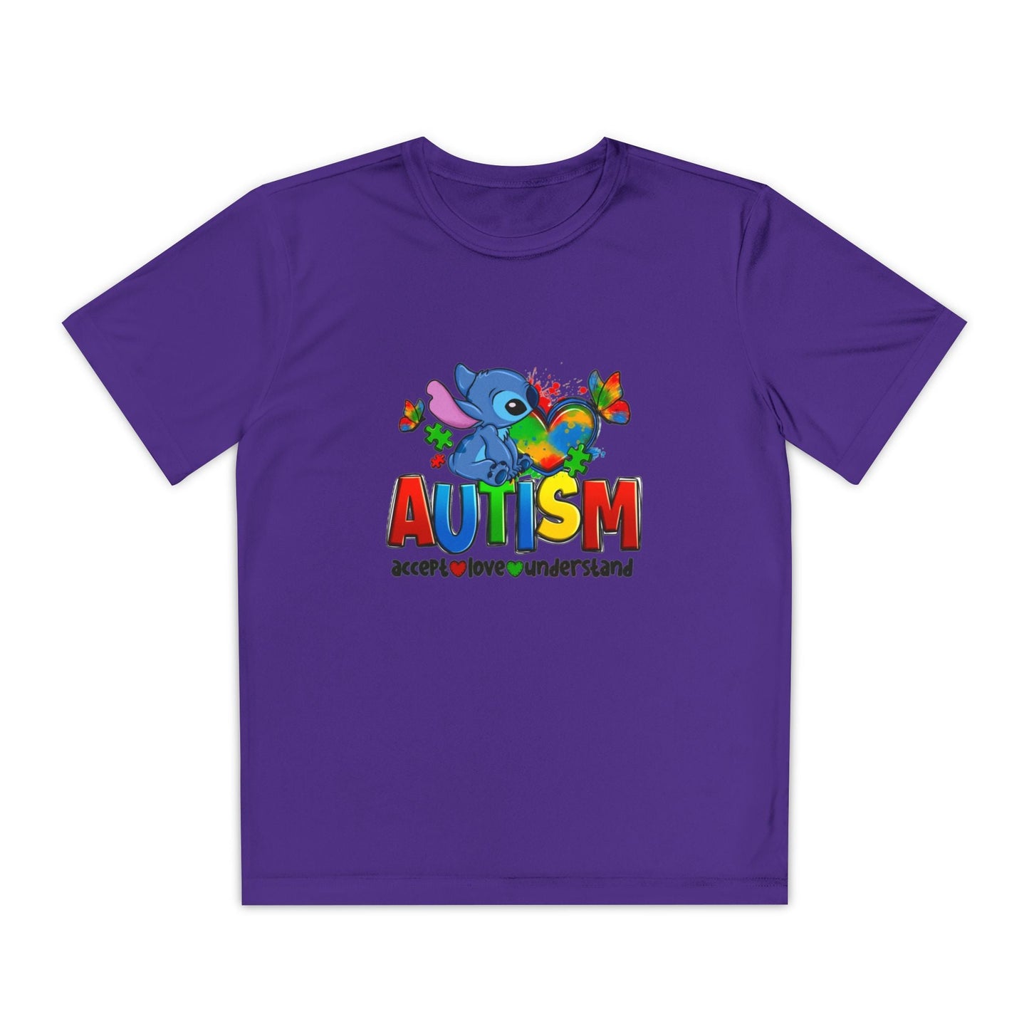 Autism Awareness Youth Tee — Colorful Puzzle Heart & Support Message - Geo Rocks The 'Tism