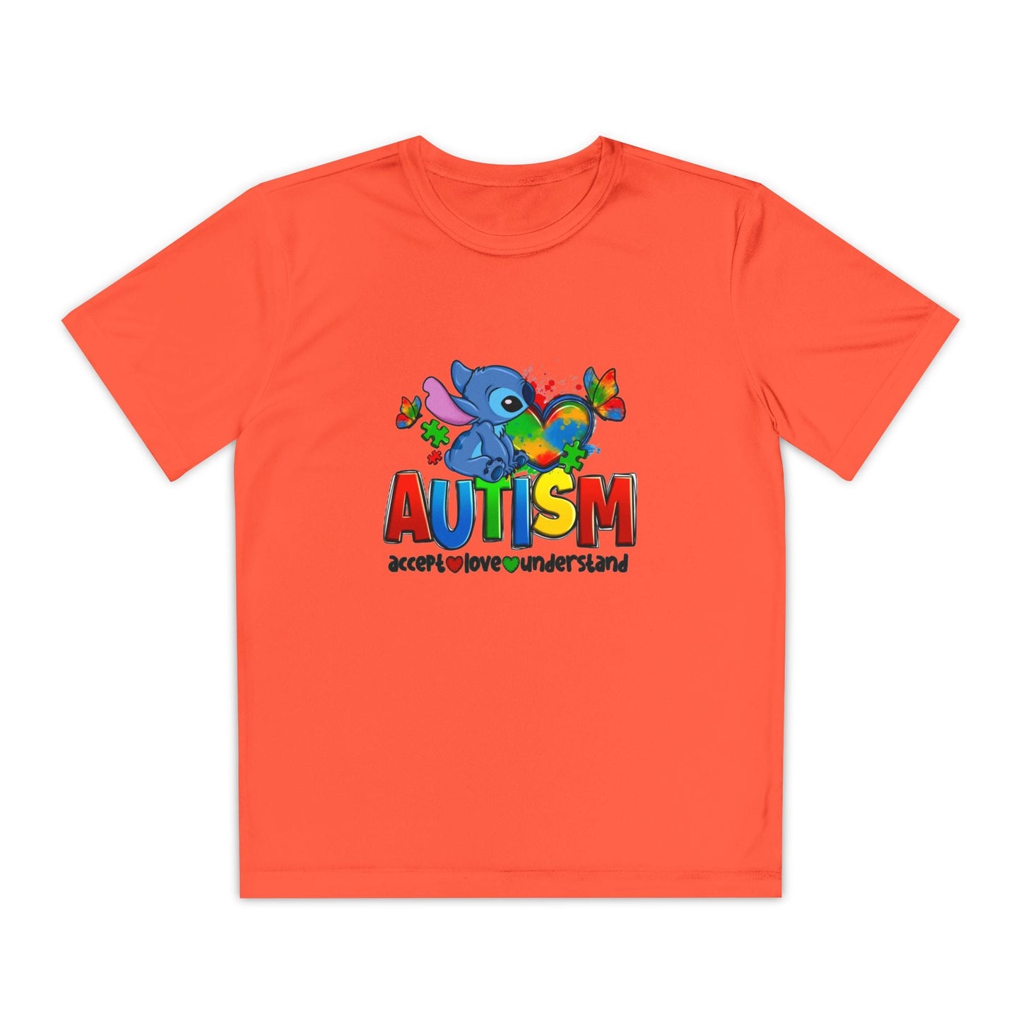 Autism Awareness Youth Tee — Colorful Puzzle Heart & Support Message - Geo Rocks The 'Tism