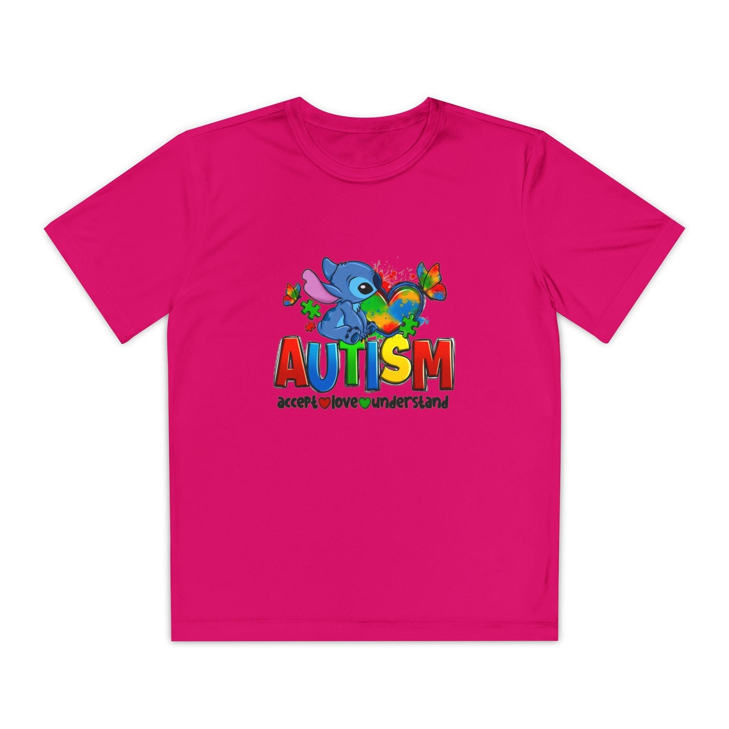 Autism Awareness Youth Tee — Colorful Puzzle Heart & Support Message - Geo Rocks The 'Tism