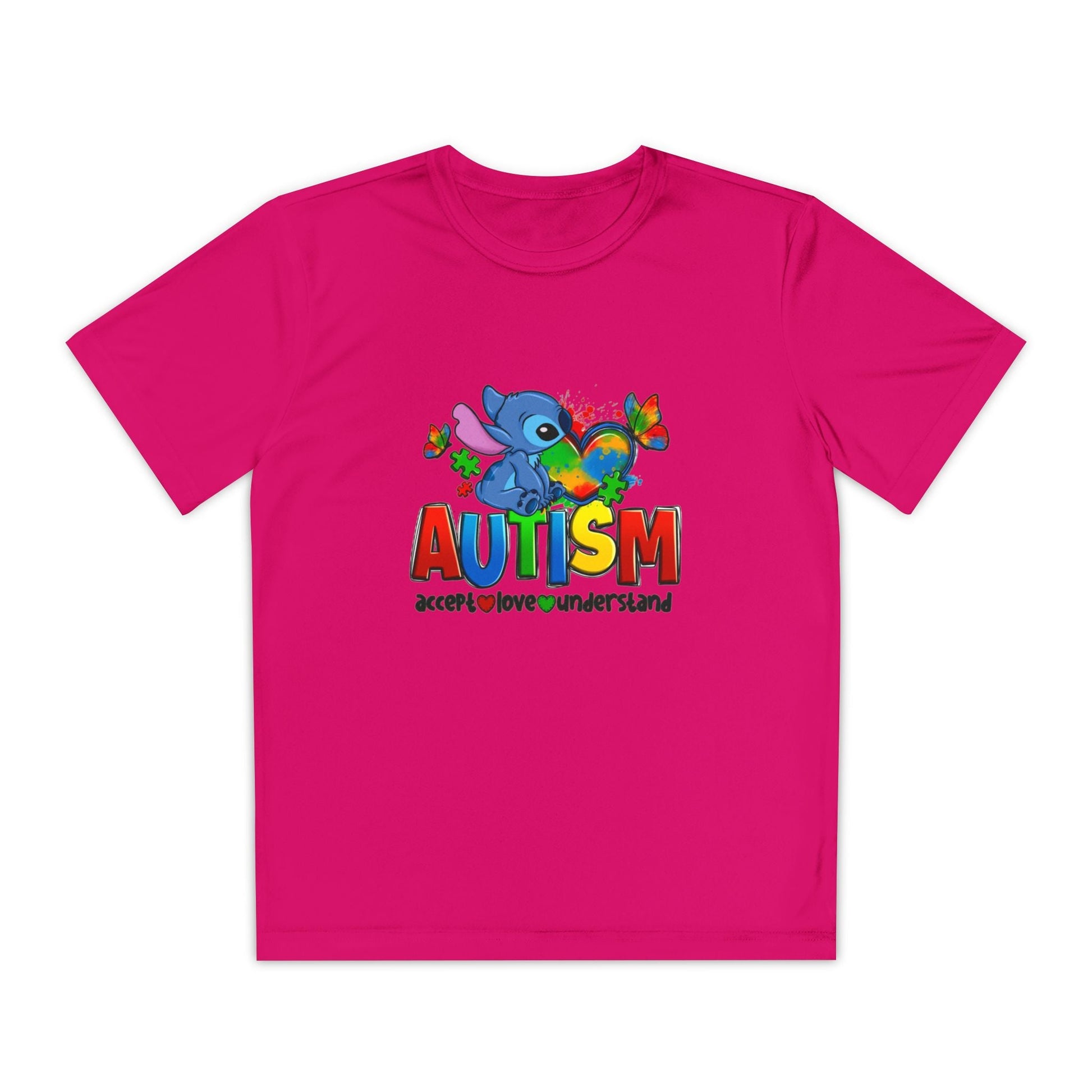 Autism Awareness Youth Tee — Colorful Puzzle Heart & Support Message - Geo Rocks The 'Tism
