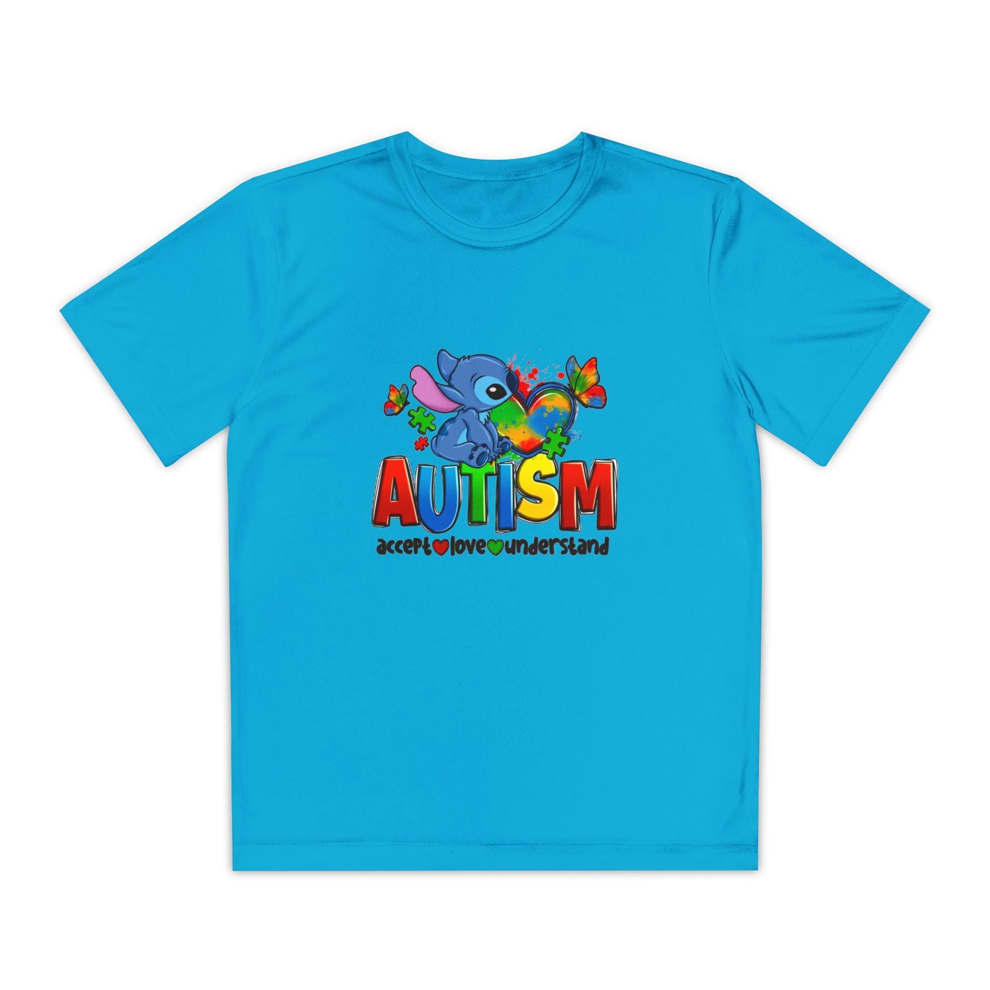 Autism Awareness Youth Tee — Colorful Puzzle Heart & Support Message - Geo Rocks The 'Tism