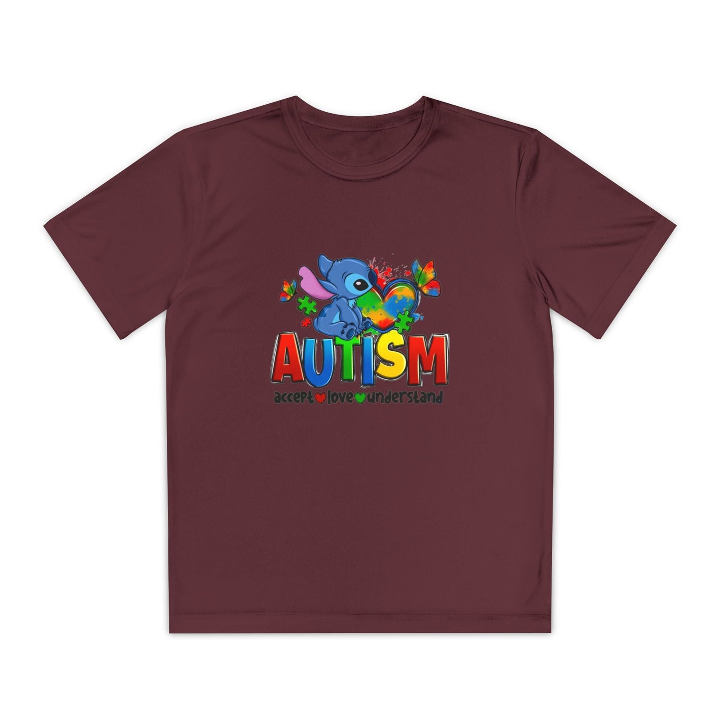 Autism Awareness Youth Tee — Colorful Puzzle Heart & Support Message - Geo Rocks The 'Tism