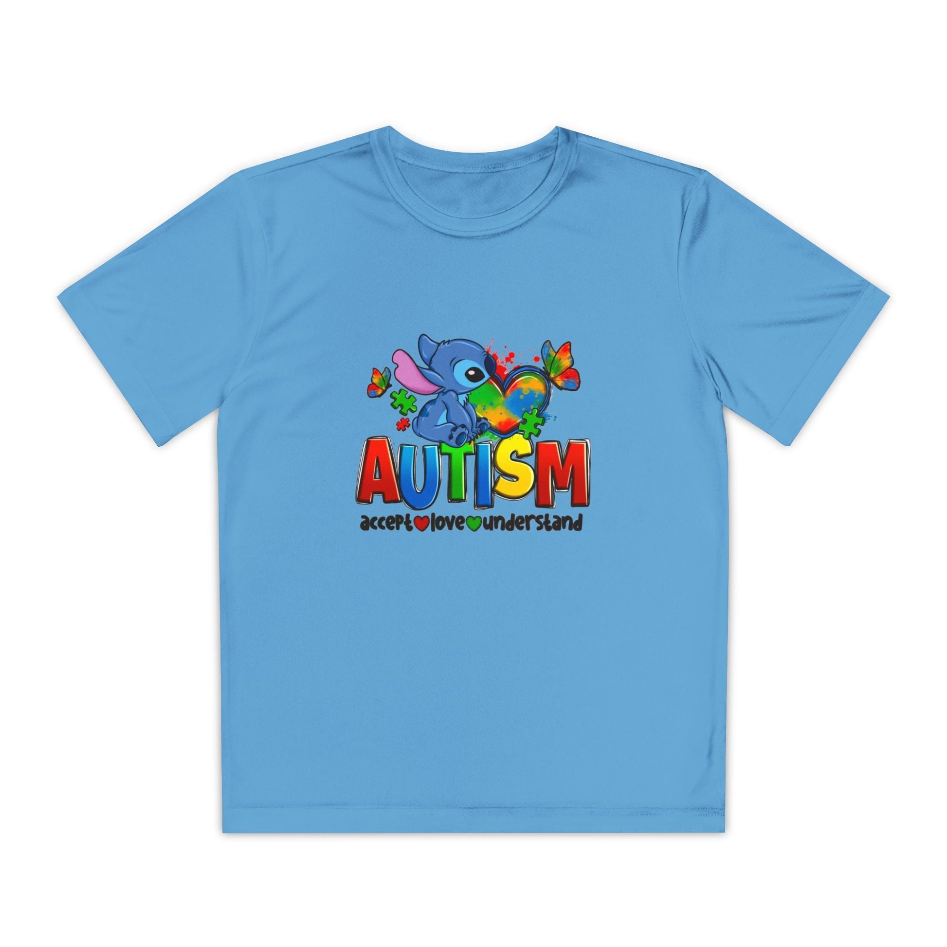 Autism Awareness Youth Tee — Colorful Puzzle Heart & Support Message - Geo Rocks The 'Tism