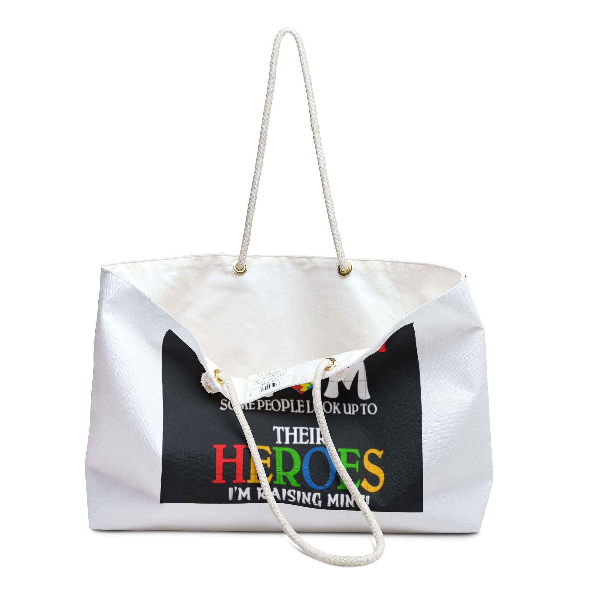 Autism Mom Weekender Bag – "Some People Look Up to Their Heroes, I’m Raising Mine" Travel Tote - Geo Rocks The 'Tism