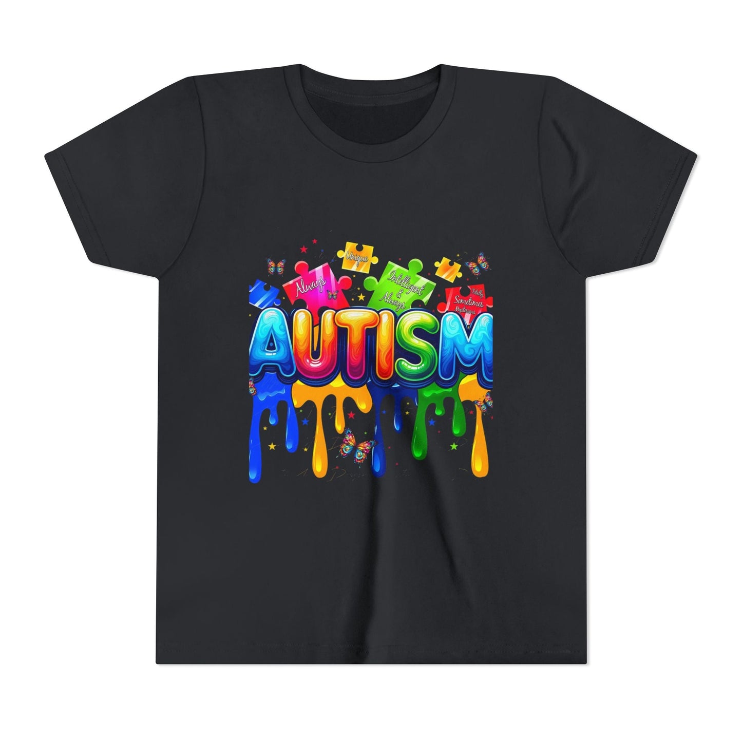 Autism Puzzle Drip Youth Tee - Geo Rocks The 'Tism