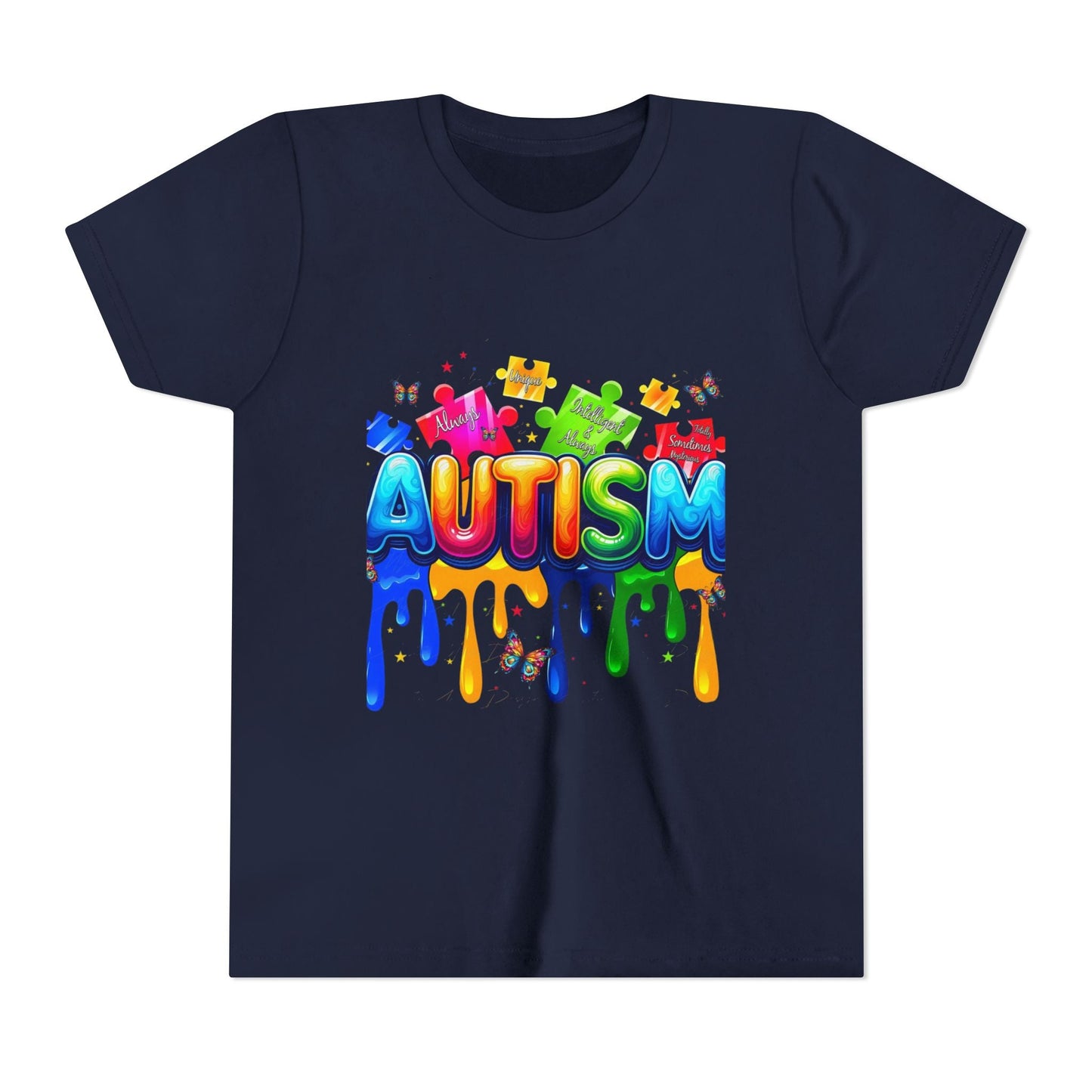 Autism Puzzle Drip Youth Tee - Geo Rocks The 'Tism