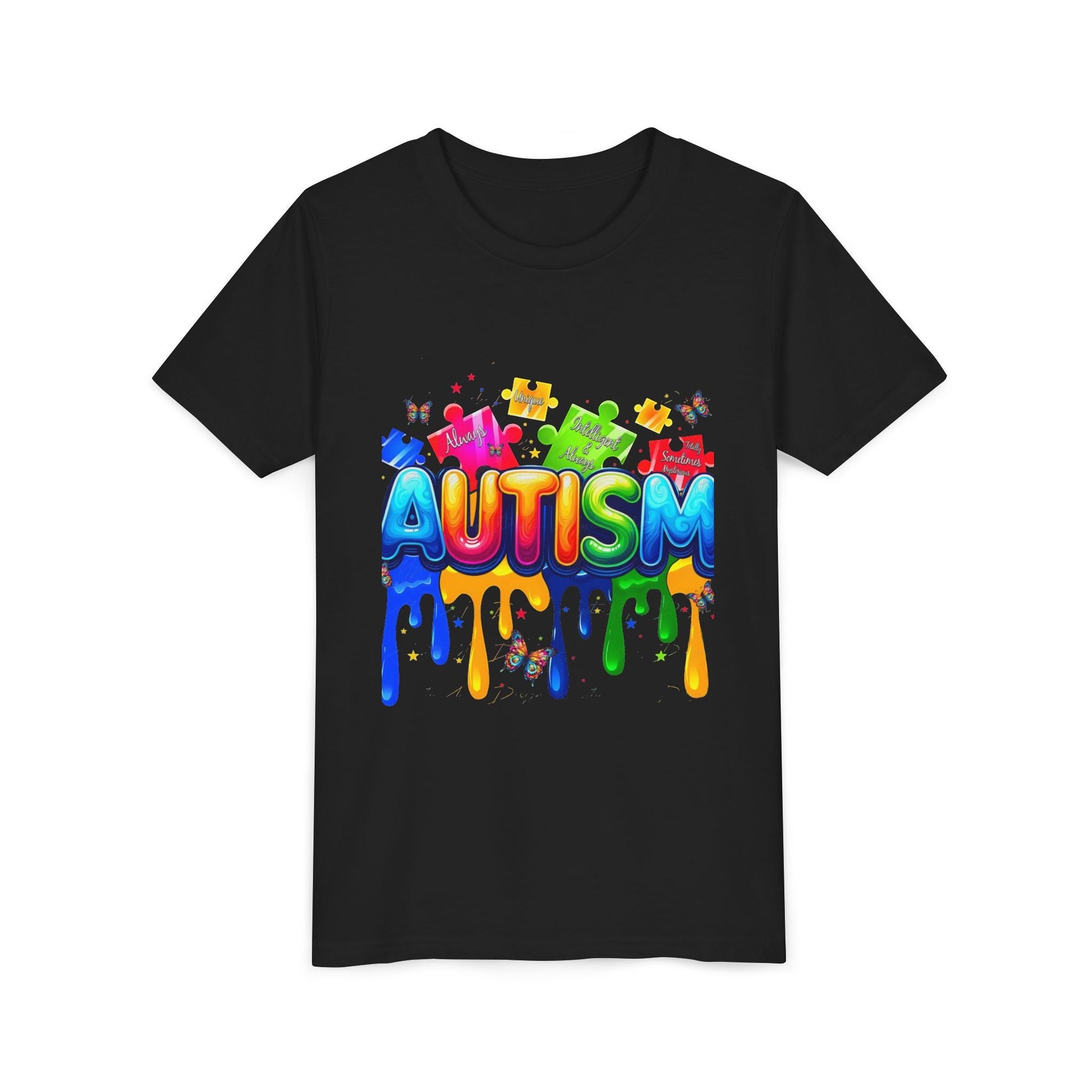 Autism Puzzle Drip Youth Tee - Geo Rocks The 'Tism