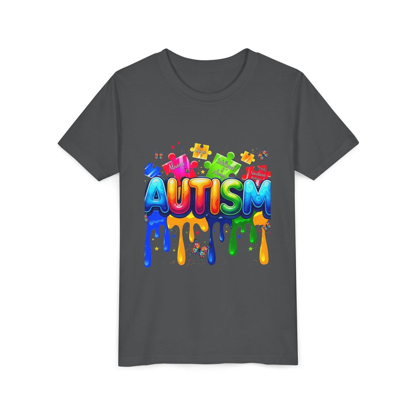 Autism Puzzle Drip Youth Tee - Geo Rocks The 'Tism