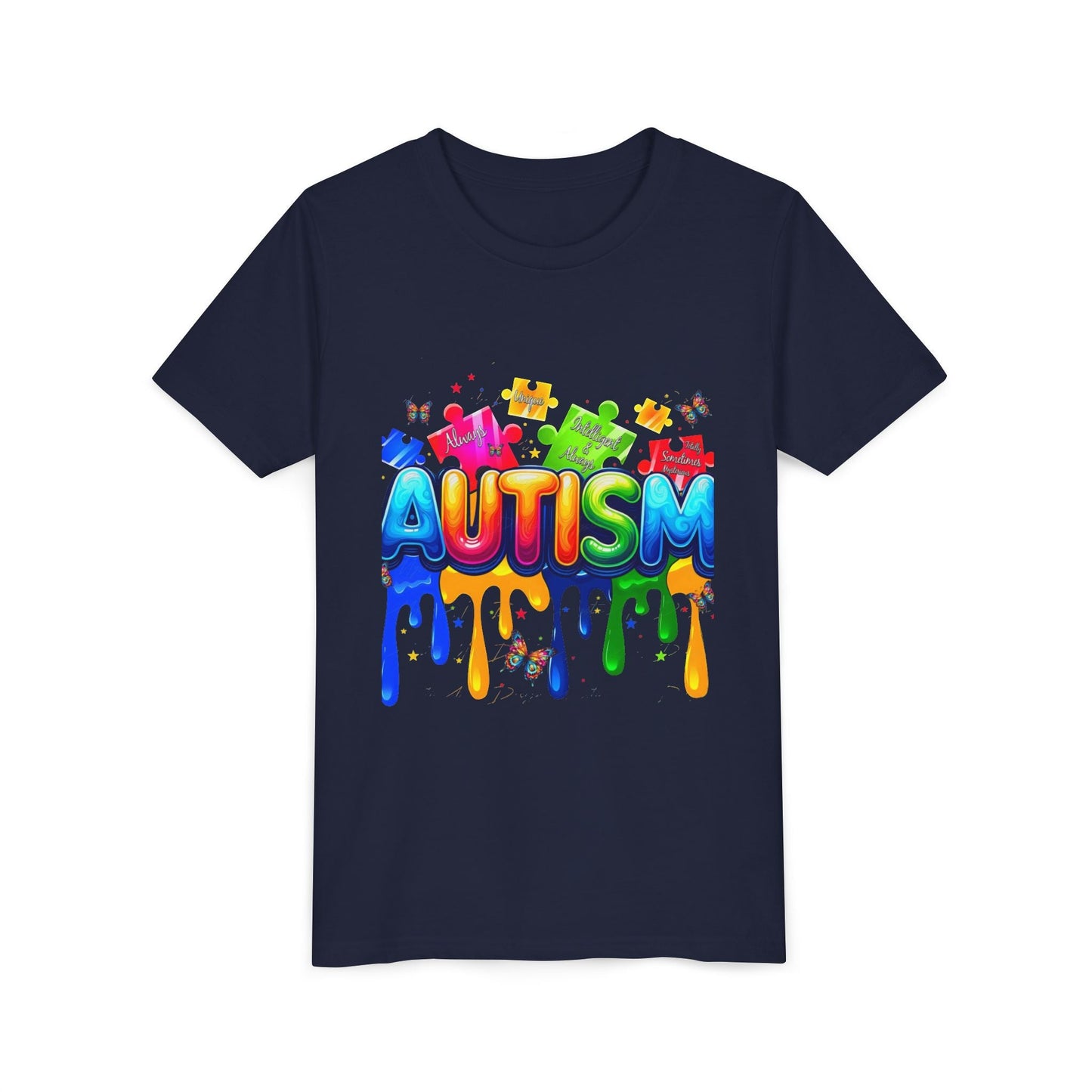 Autism Puzzle Drip Youth Tee - Geo Rocks The 'Tism