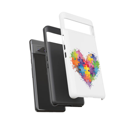 Autism Puzzle Heart Phone Case - Colorful Watercolor Protective Cover for iPhone, Samsung & Google Pixel - Geo Rocks The 'Tism