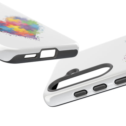 Autism Puzzle Heart Phone Case - Colorful Watercolor Protective Cover for iPhone, Samsung & Google Pixel - Geo Rocks The 'Tism