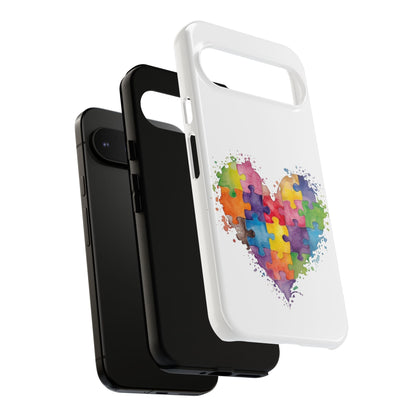 Autism Puzzle Heart Phone Case - Colorful Watercolor Protective Cover for iPhone, Samsung & Google Pixel - Geo Rocks The 'Tism