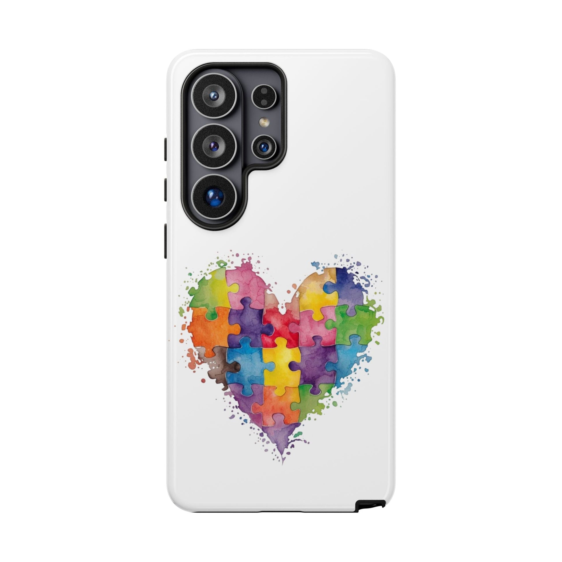 Autism Puzzle Heart Phone Case - Colorful Watercolor Protective Cover for iPhone, Samsung & Google Pixel - Geo Rocks The 'Tism