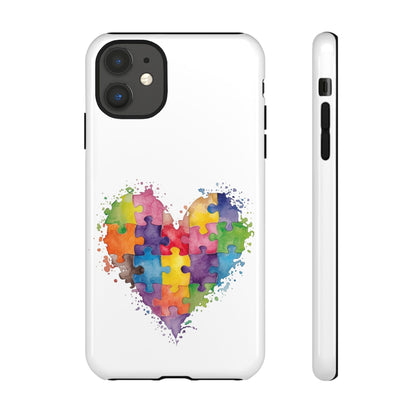 Autism Puzzle Heart Phone Case - Colorful Watercolor Protective Cover for iPhone, Samsung & Google Pixel - Geo Rocks The 'Tism