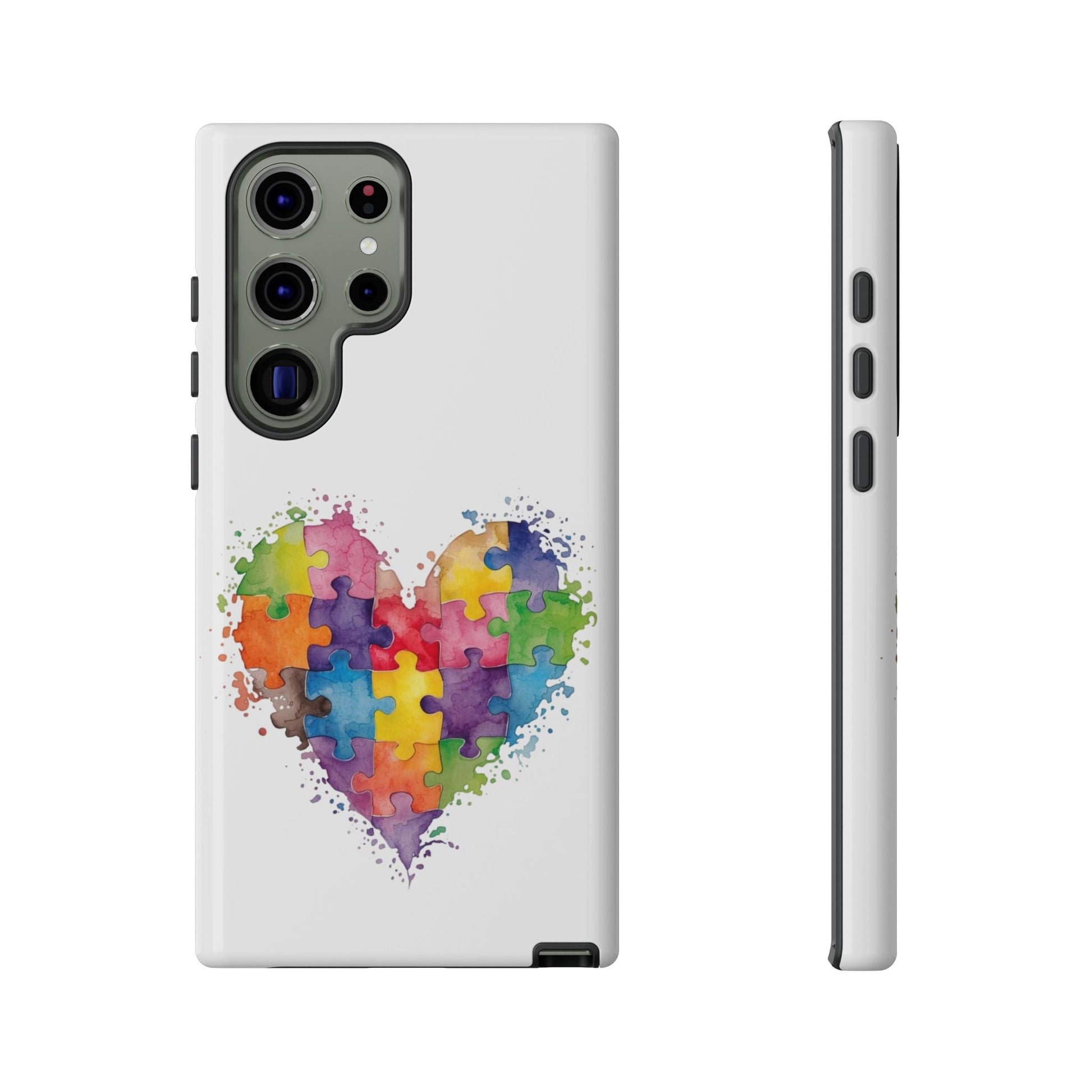 Autism Puzzle Heart Phone Case - Colorful Watercolor Protective Cover for iPhone, Samsung & Google Pixel - Geo Rocks The 'Tism