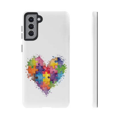 Autism Puzzle Heart Phone Case - Colorful Watercolor Protective Cover for iPhone, Samsung & Google Pixel - Geo Rocks The 'Tism