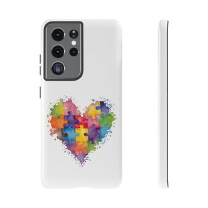 Autism Puzzle Heart Phone Case - Colorful Watercolor Protective Cover for iPhone, Samsung & Google Pixel - Geo Rocks The 'Tism