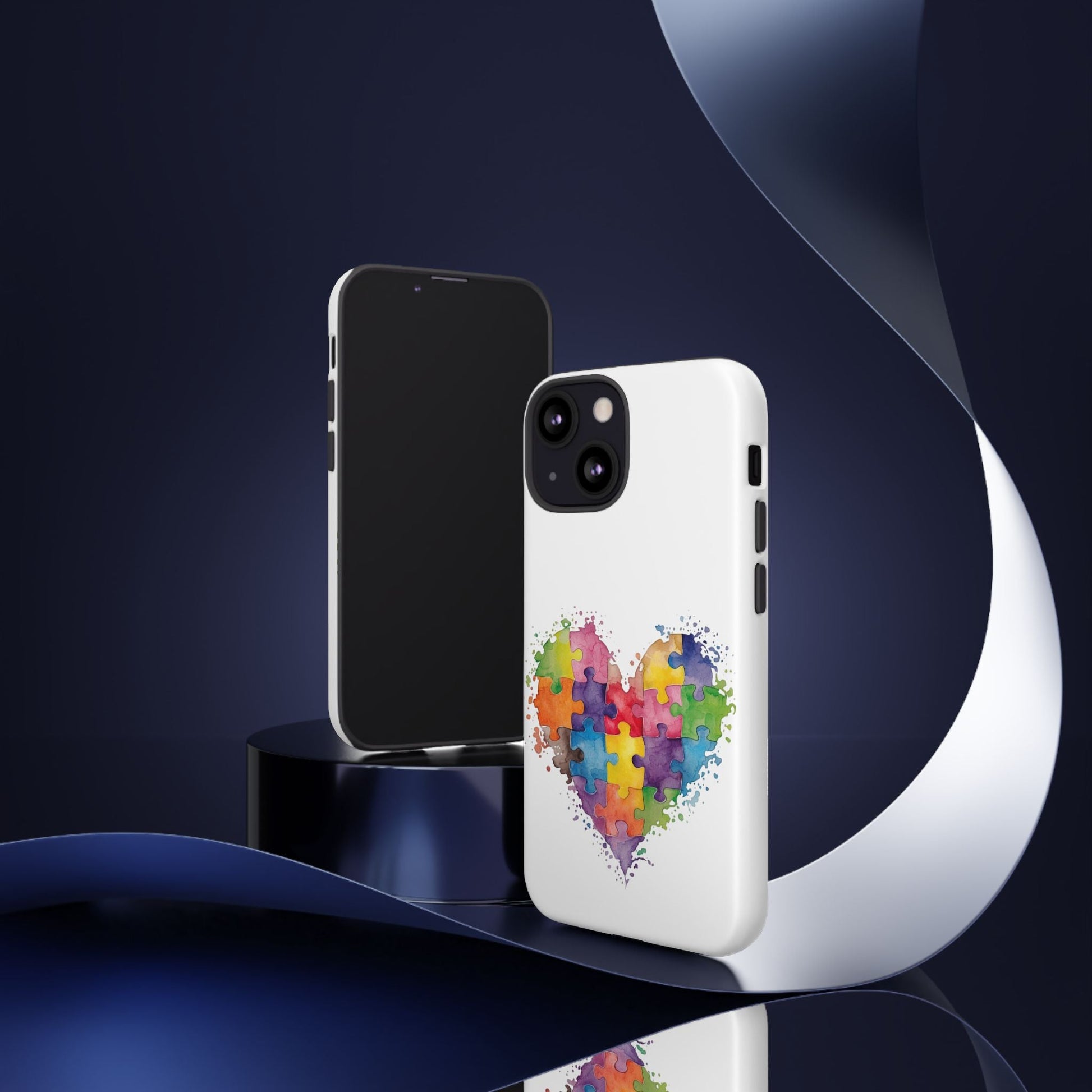 Autism Puzzle Heart Phone Case - Colorful Watercolor Protective Cover for iPhone, Samsung & Google Pixel - Geo Rocks The 'Tism