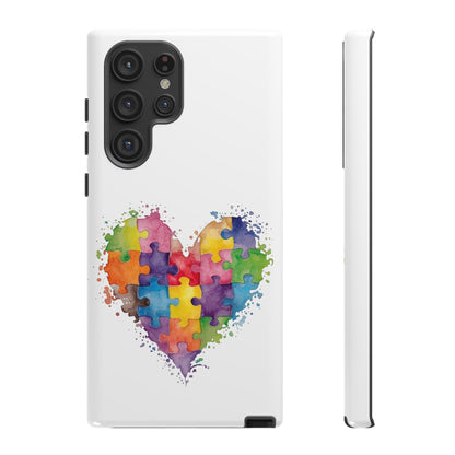 Autism Puzzle Heart Phone Case - Colorful Watercolor Protective Cover for iPhone, Samsung & Google Pixel - Geo Rocks The 'Tism