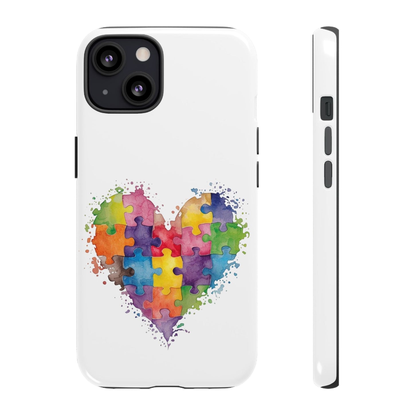 Autism Puzzle Heart Phone Case - Colorful Watercolor Protective Cover for iPhone, Samsung & Google Pixel - Geo Rocks The 'Tism