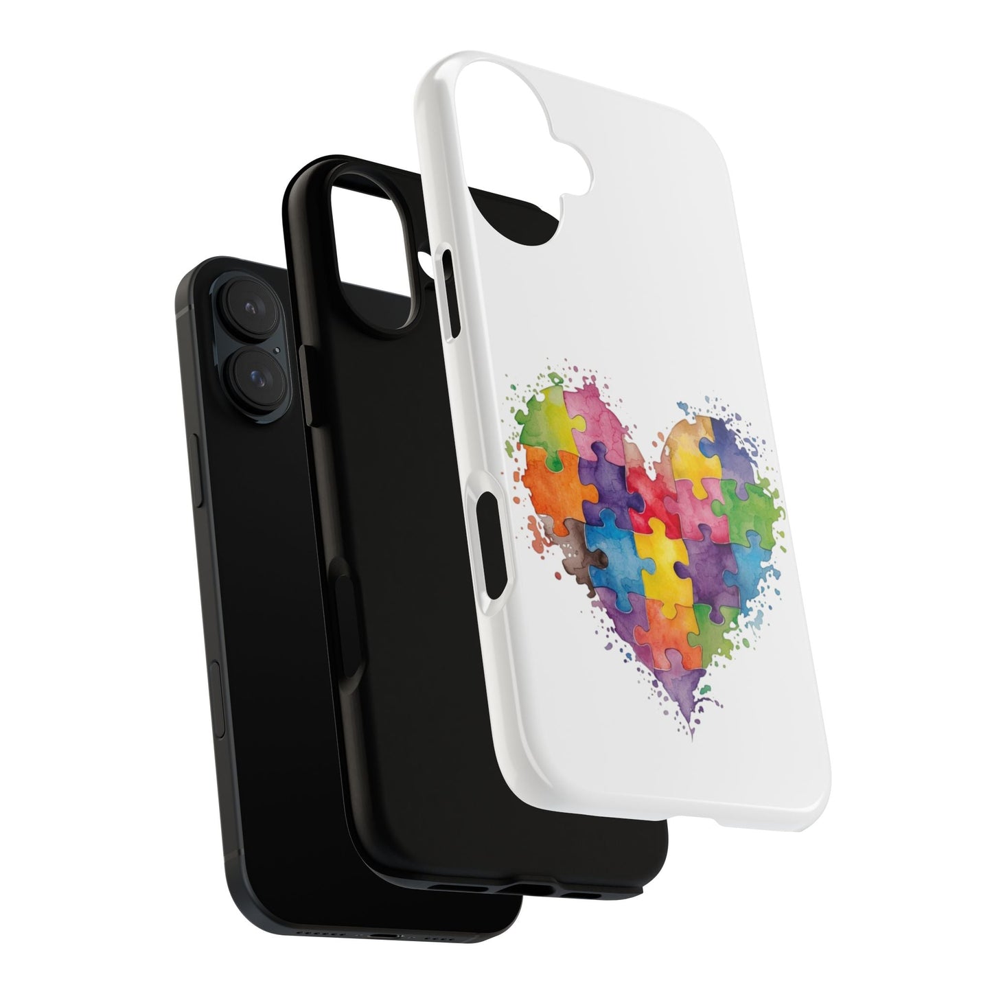 Autism Puzzle Heart Phone Case - Colorful Watercolor Protective Cover for iPhone, Samsung & Google Pixel - Geo Rocks The 'Tism