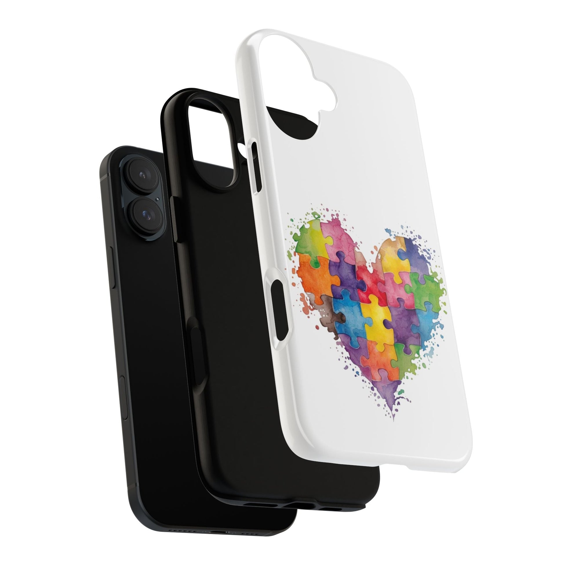 Autism Puzzle Heart Phone Case - Colorful Watercolor Protective Cover for iPhone, Samsung & Google Pixel - Geo Rocks The 'Tism