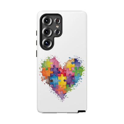 Autism Puzzle Heart Phone Case - Colorful Watercolor Protective Cover for iPhone, Samsung & Google Pixel - Geo Rocks The 'Tism