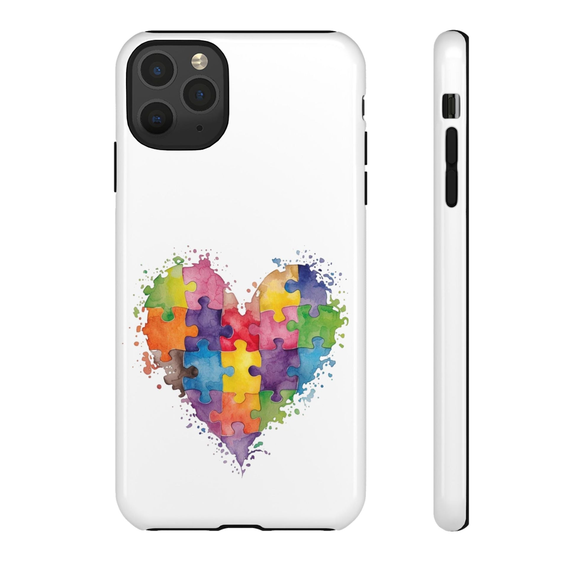 Autism Puzzle Heart Phone Case - Colorful Watercolor Protective Cover for iPhone, Samsung & Google Pixel - Geo Rocks The 'Tism
