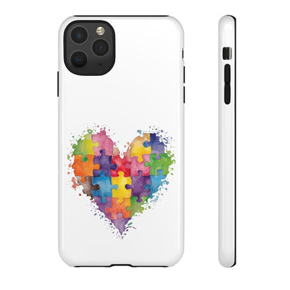 Autism Puzzle Heart Phone Case - Colorful Watercolor Protective Cover for iPhone, Samsung & Google Pixel - Geo Rocks The 'Tism
