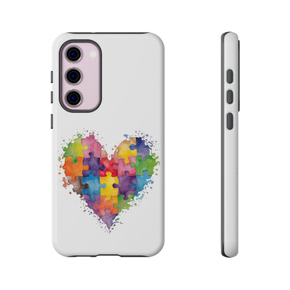 Autism Puzzle Heart Phone Case - Colorful Watercolor Protective Cover for iPhone, Samsung & Google Pixel - Geo Rocks The 'Tism