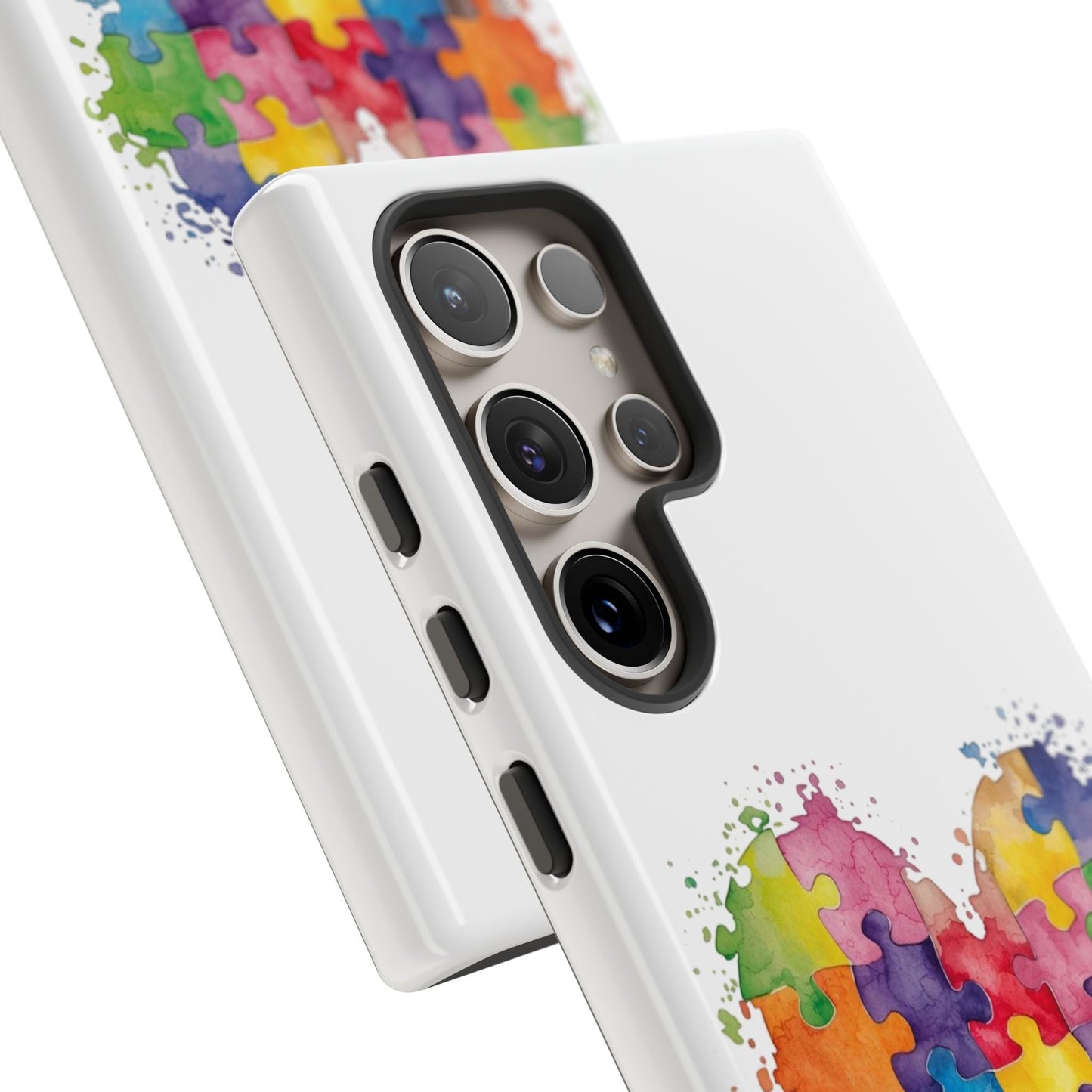 Autism Puzzle Heart Phone Case - Colorful Watercolor Protective Cover for iPhone, Samsung & Google Pixel - Geo Rocks The 'Tism