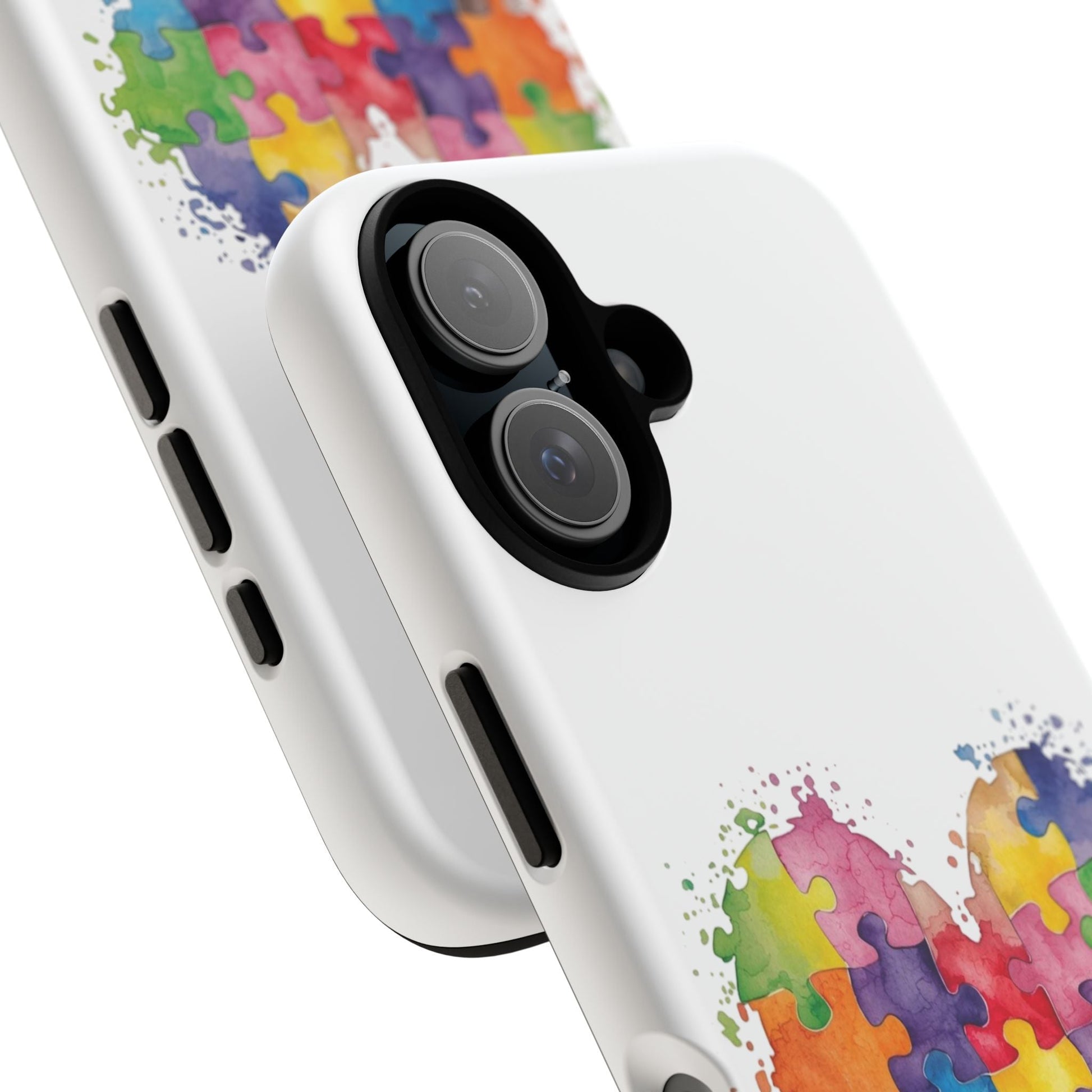 Autism Puzzle Heart Phone Case - Colorful Watercolor Protective Cover for iPhone, Samsung & Google Pixel - Geo Rocks The 'Tism
