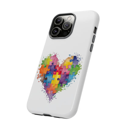 Autism Puzzle Heart Phone Case - Colorful Watercolor Protective Cover for iPhone, Samsung & Google Pixel - Geo Rocks The 'Tism
