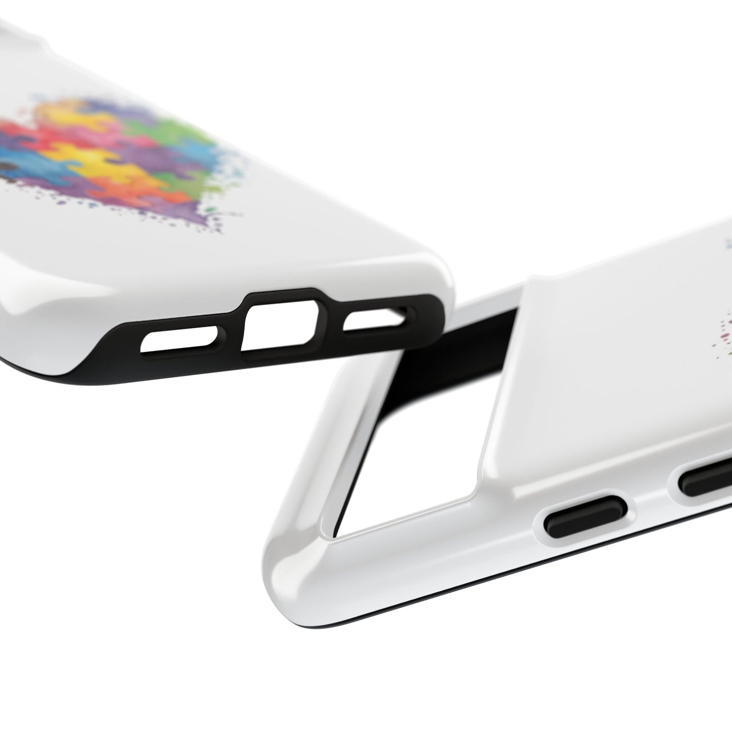 Autism Puzzle Heart Phone Case - Colorful Watercolor Protective Cover for iPhone, Samsung & Google Pixel - Geo Rocks The 'Tism
